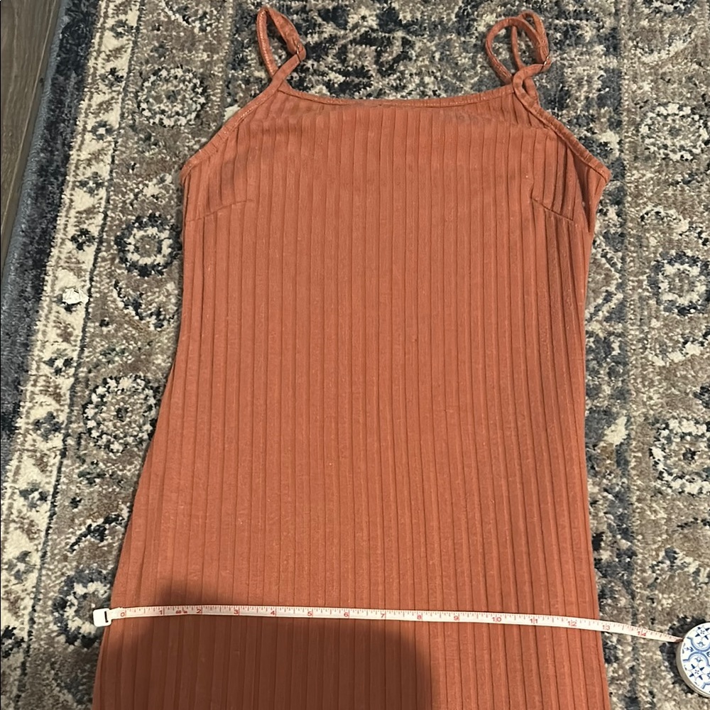 Rust Orange Ribbed Dress - Picture 2 of 6
